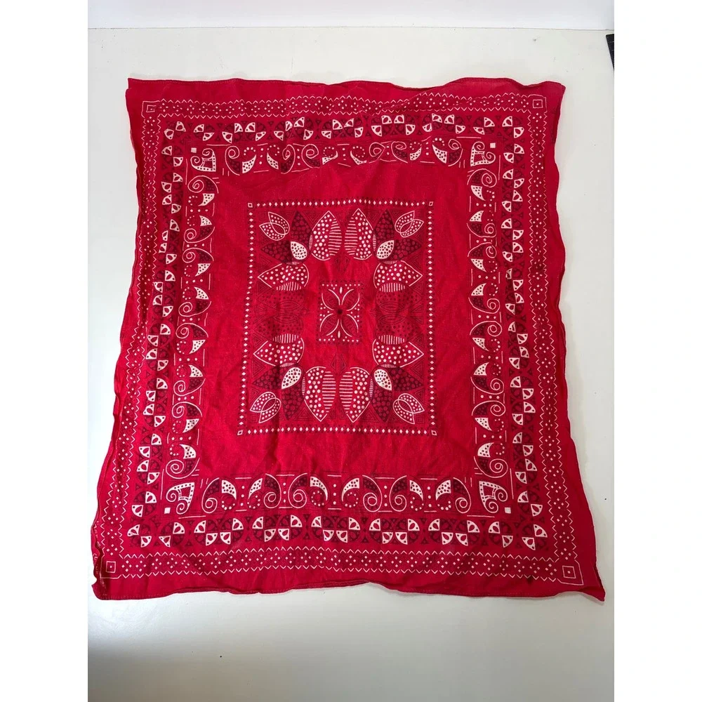 Vintage Elephant Brand Red Fast Color Cotton Bandana Made in USA Biker Kerchief